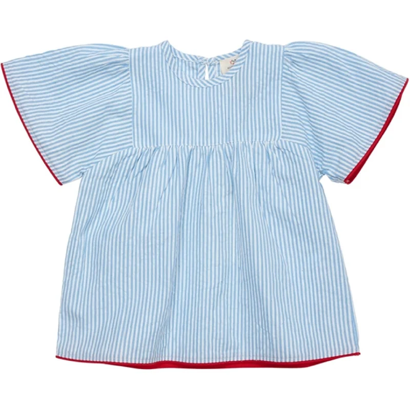 Studded ShirtsCopenhagen Colors Sky Blue W Cream Stripe Seersucker Blouse