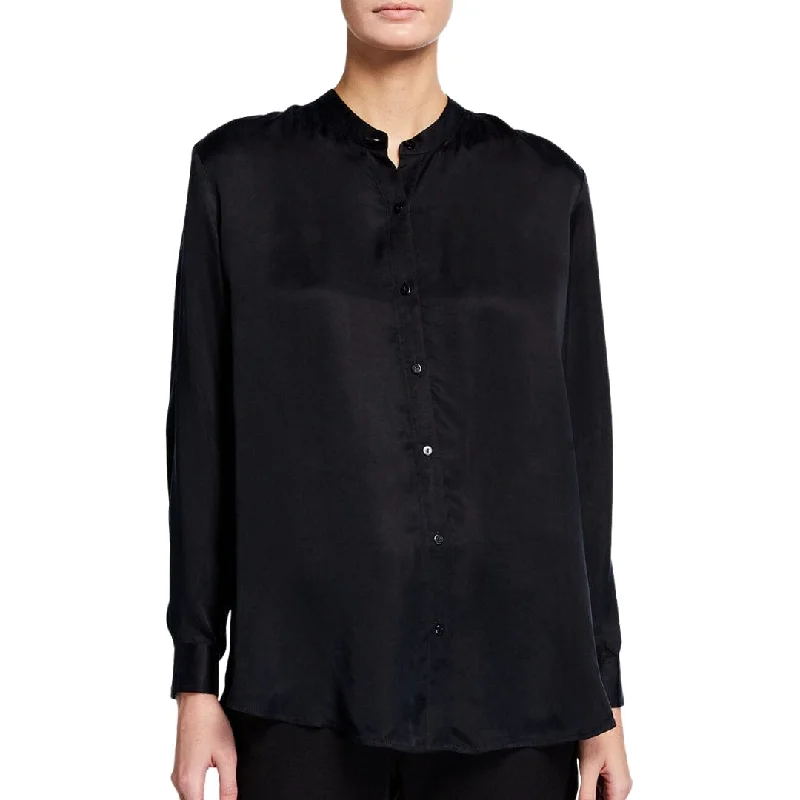 Thermal ShirtsEILEEN FISHER - Cuffed Mandarin Collar Blouse Top