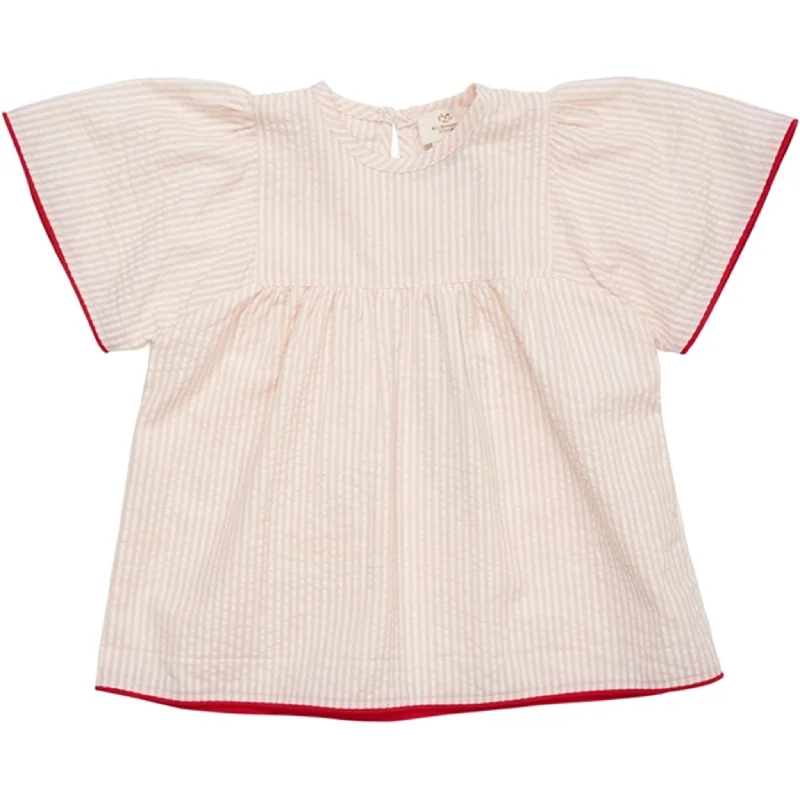 Beaded ShirtsCopenhagen Colors Dusty Rose W Cream Stripe Seersucker Blouse