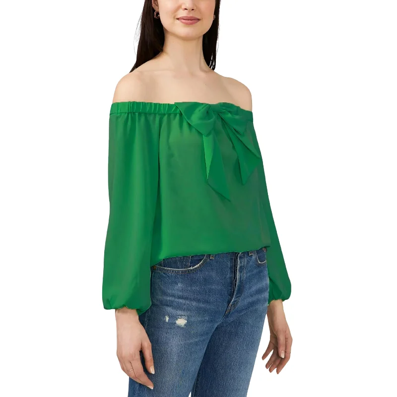 Wool ShirtsRILEY & RAE - Off The Shoulder Bow Blouse