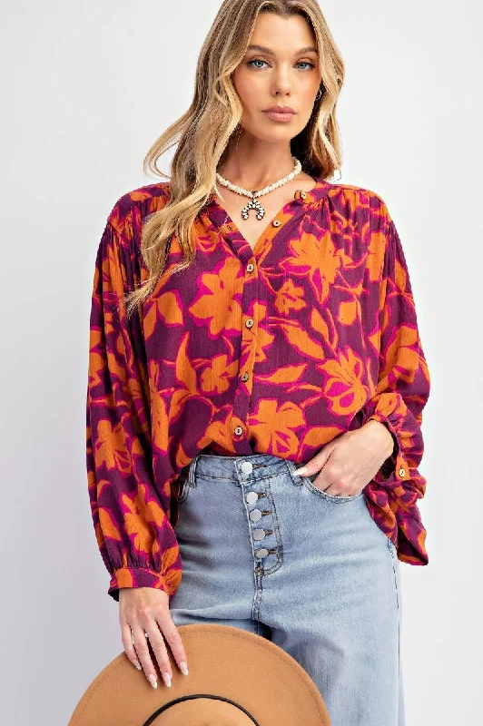 Wool ShirtsWomen's Printed Rayon Gauze Blouse