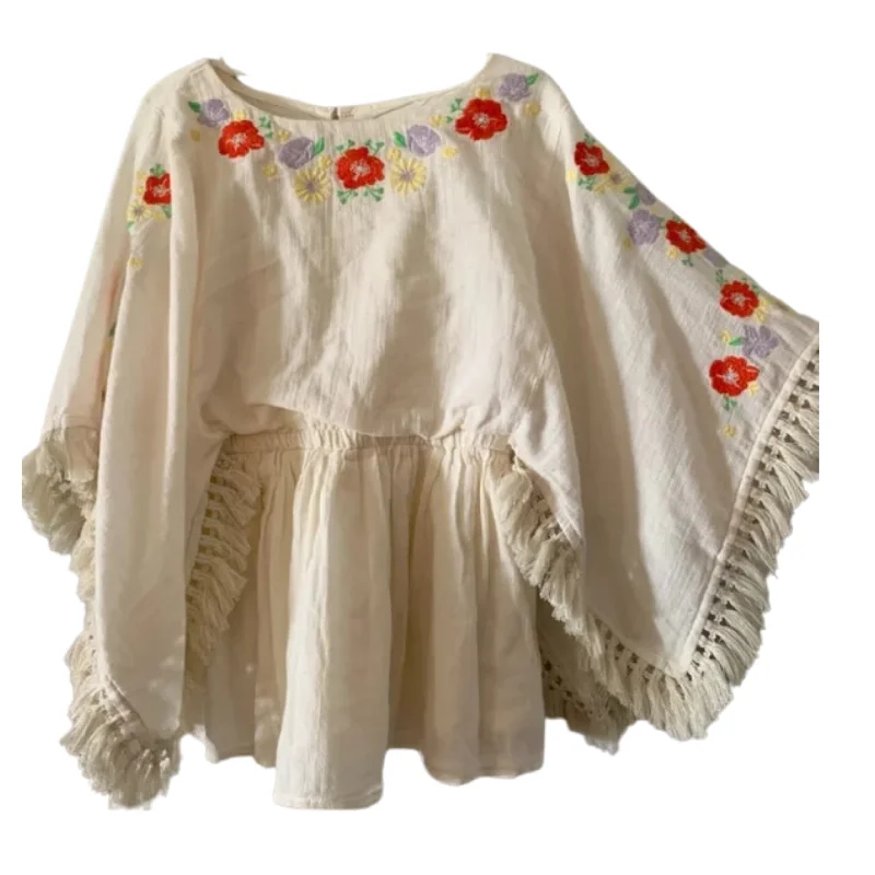 Longline ShirtsCAT & JACK - KIDS - Embroidered Poncho Blouse