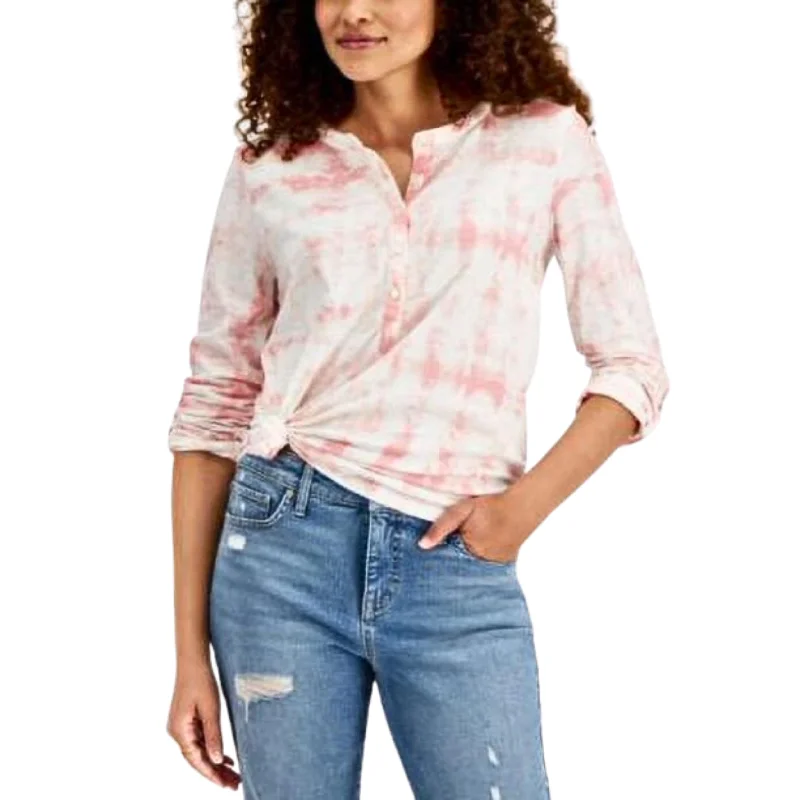 Athletic ShirtsSTYLE & CO - Tie-Dyed Henley Blouse