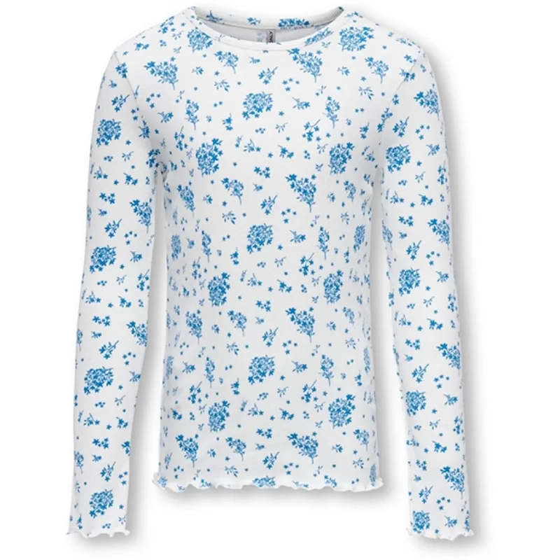 Gym ShirtsKids ONLY Cloud Dancer Floral Evig Rib Blouse