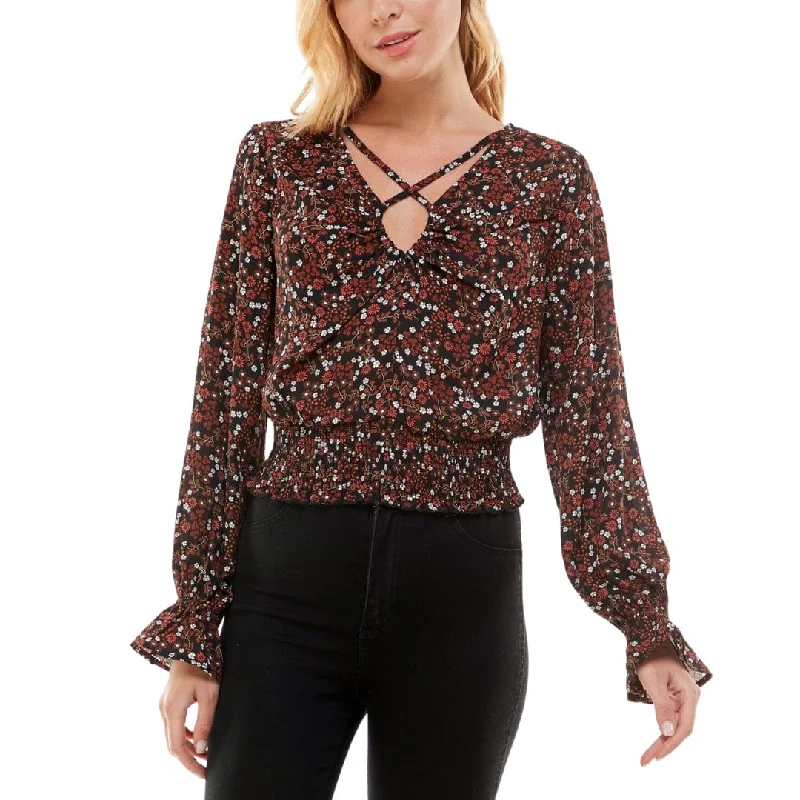 Work ShirtsULTRA FLIRT - Keyhole Peasant Blouse