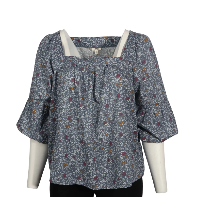 Sheer ShirtsA.N.A - Floral Peasant Blouse with Bell Sleeves