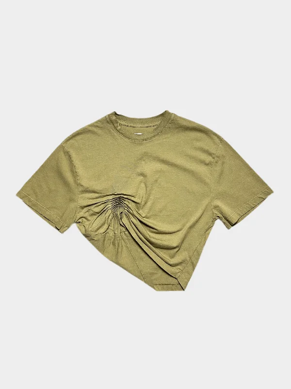 Relaxed Fit T-ShirtsGathering Asymetric T-Shirt Green