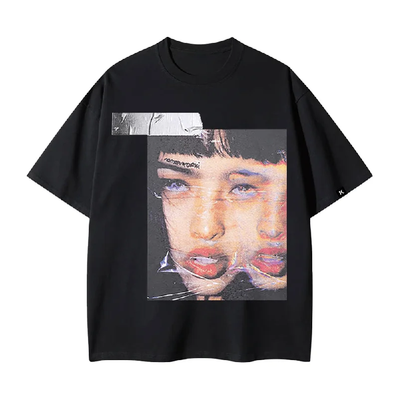 Ruffled T-ShirtsAokLok Weakness Graphic Cotton T-shirt