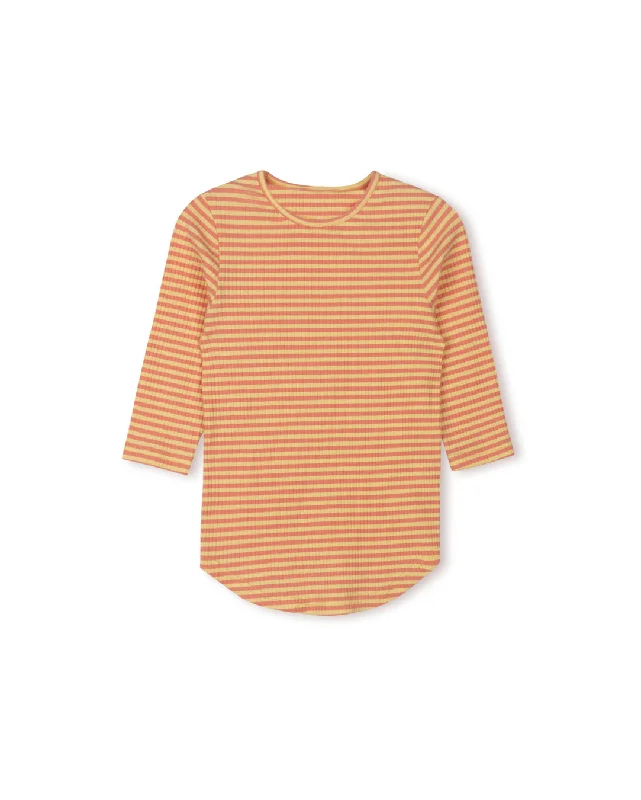 Recycled Fabric T-ShirtsStriped Ribbed Back Seam Tee