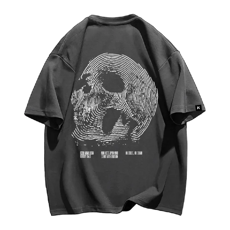 Button-Up T-ShirtsFingerprint Skeleton Print T-shirt