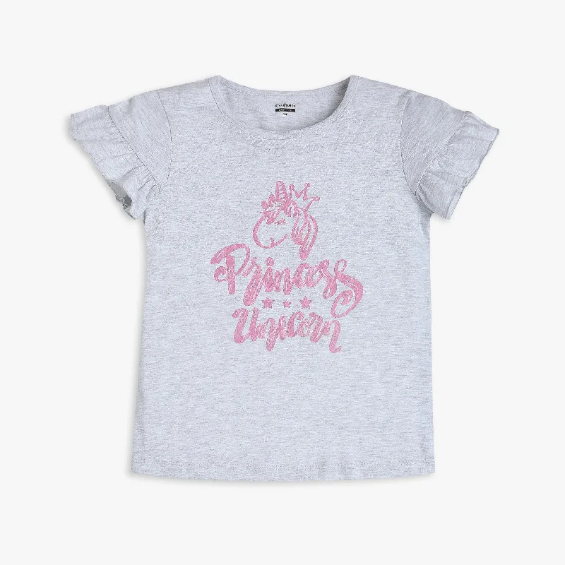 Blended Fabric T-ShirtsGirl's Regular Fit Printed T-Shirt