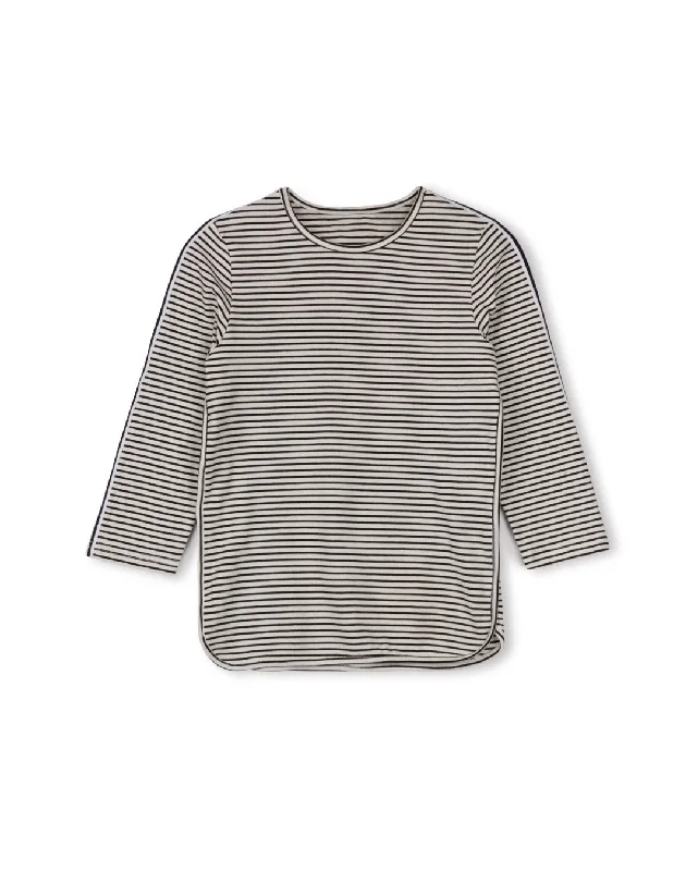 Fleece T-ShirtsRound Bottom Striped Tee