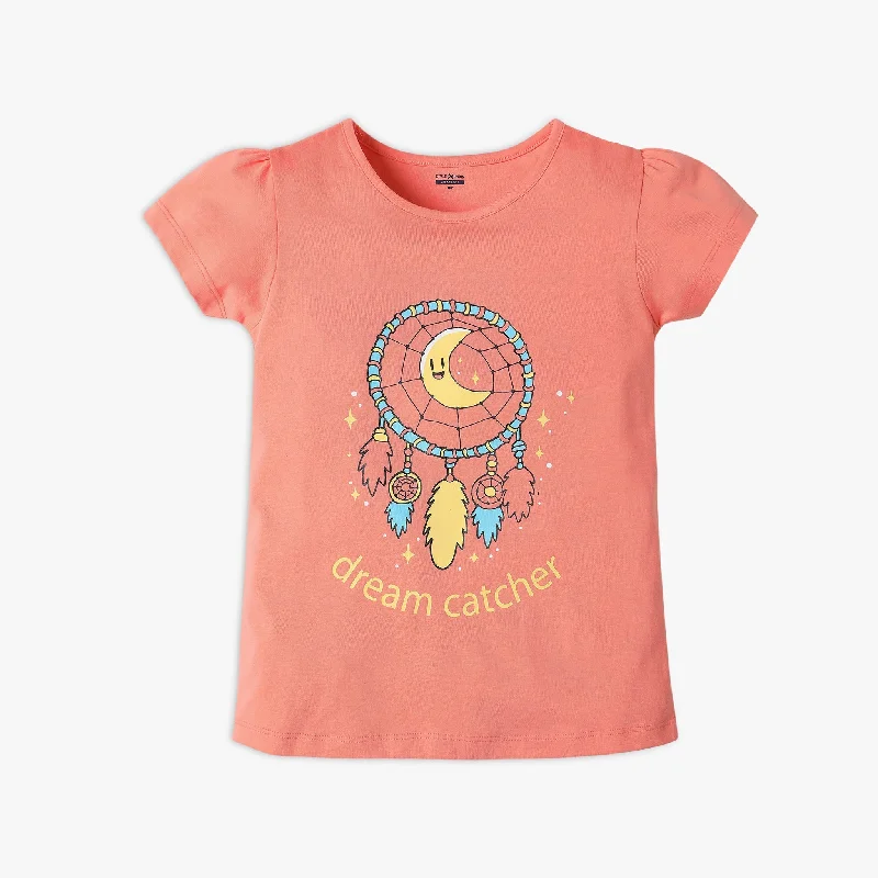 Zippered T-ShirtsGirl's Regular Fit Graphic T-Shirt