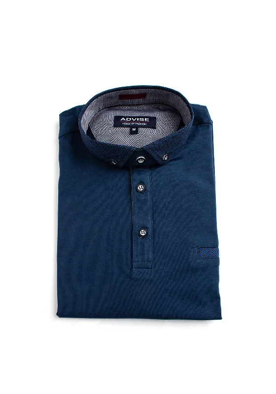 Abstract polo shirtAdvise Contrast Micro Print Polo Shirt, Marine