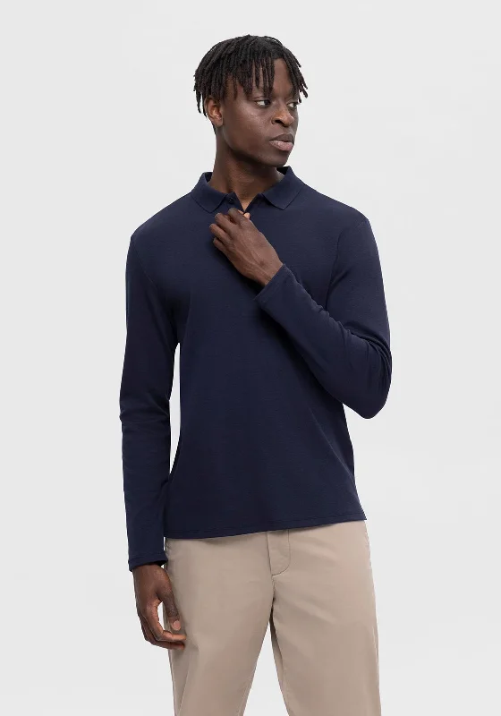 Organic polo shirtSelected Homme Long Sleeve Polo Shirt, Sky Captain