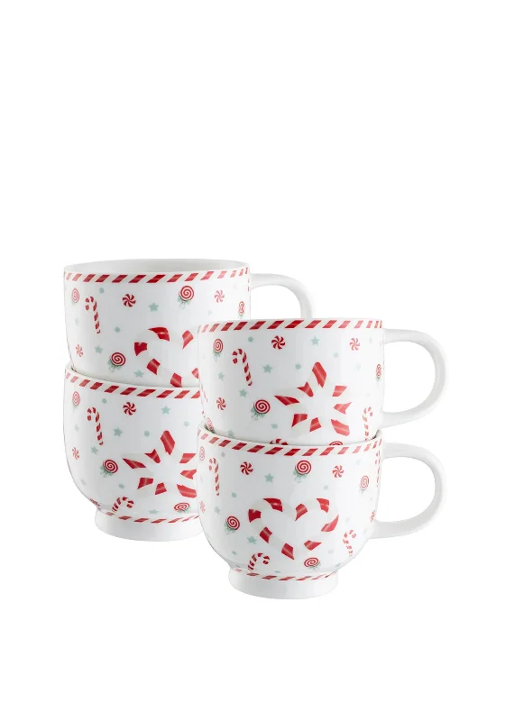 Belleek Living Peppermint Party Set of 4 Mugs