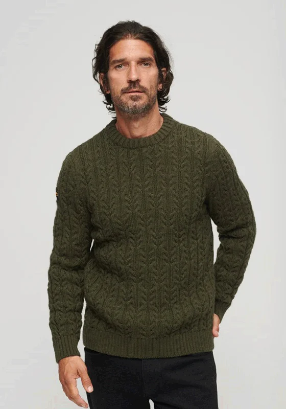 Superdry Vintage Jacob Crew Neck Jumper, Army KhakiCrewneckdetail