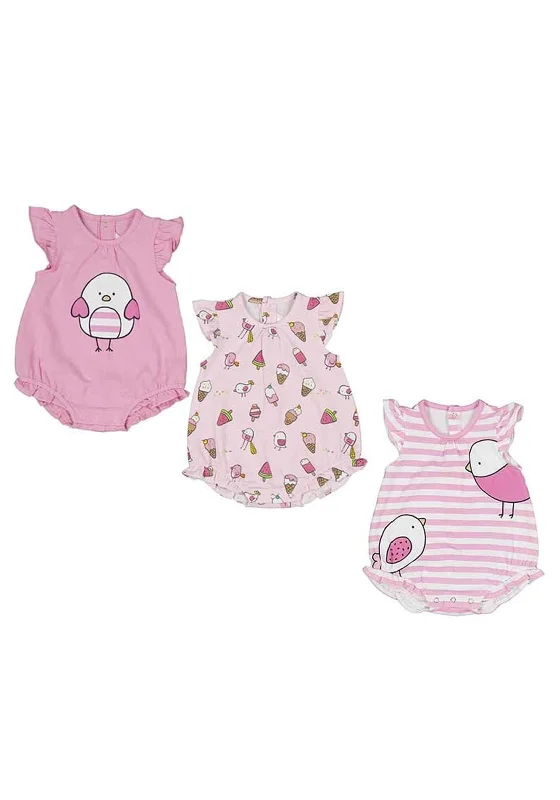 Mayoral Baby Girl Three Piece Bodysuit Set, Pink