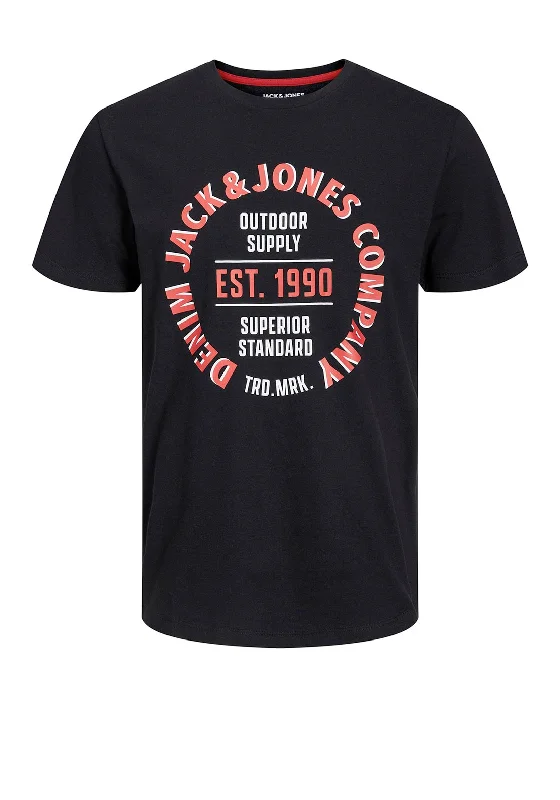 Jack & Jones Boys Andy Short Sleeve Crewneck Tee, BlackCrewneckmemory