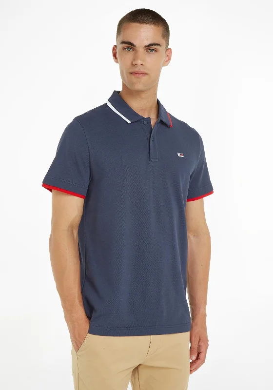 Branded polo shirtTommy Jeans Flag Neck Polo Shirt, Twilight Navy