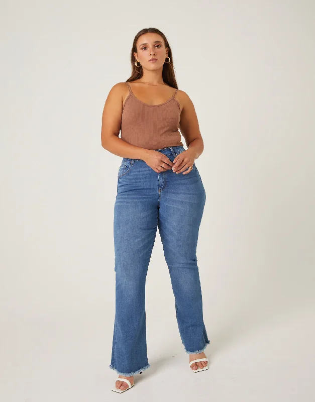 Plus size women's hollow topsPlus Size Stretch Denim Flare Jeans