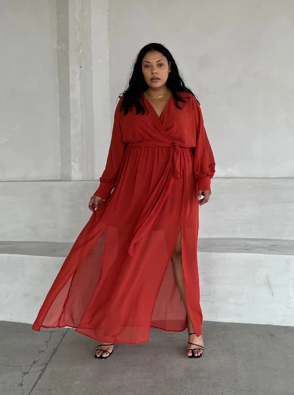 Women's fleece topsPlus Size Chiffon Long Sleeve Maxi Dress