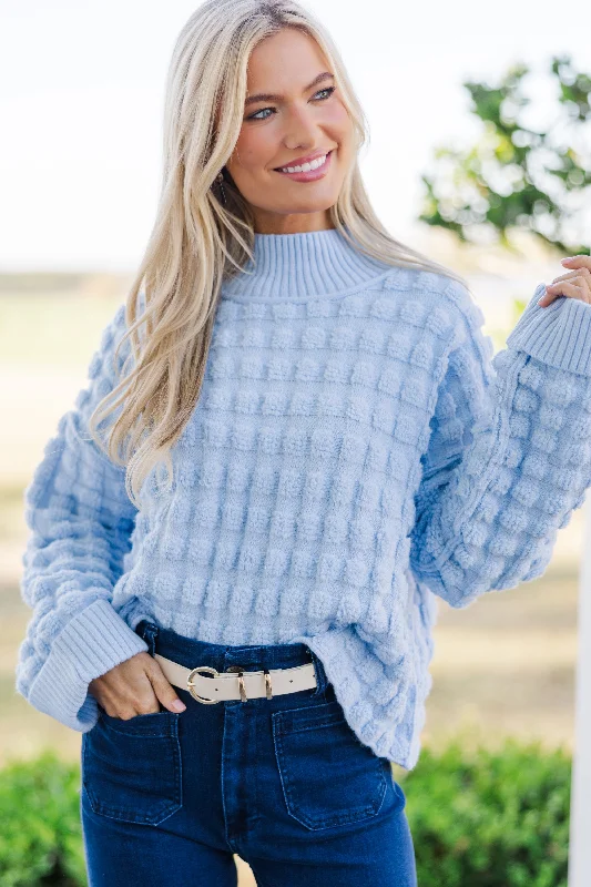 Put It All Together Light Blue Textured SweaterFall Knit Tops