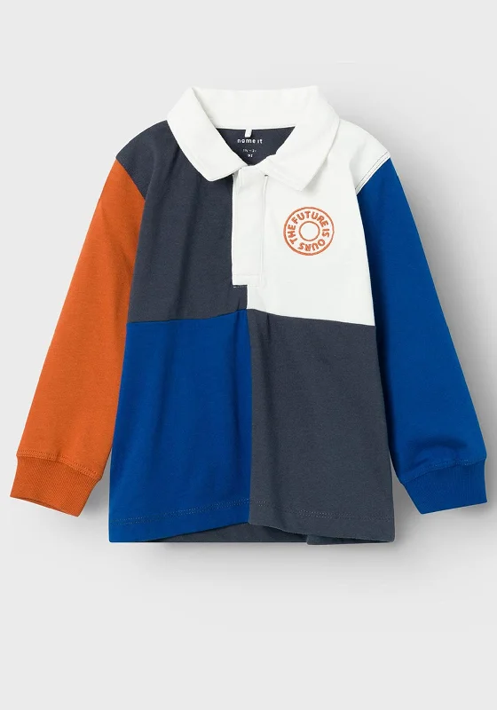 Pastel polo shirtName It Mini Boy Nulukas Long Sleeve Polo, India Ink