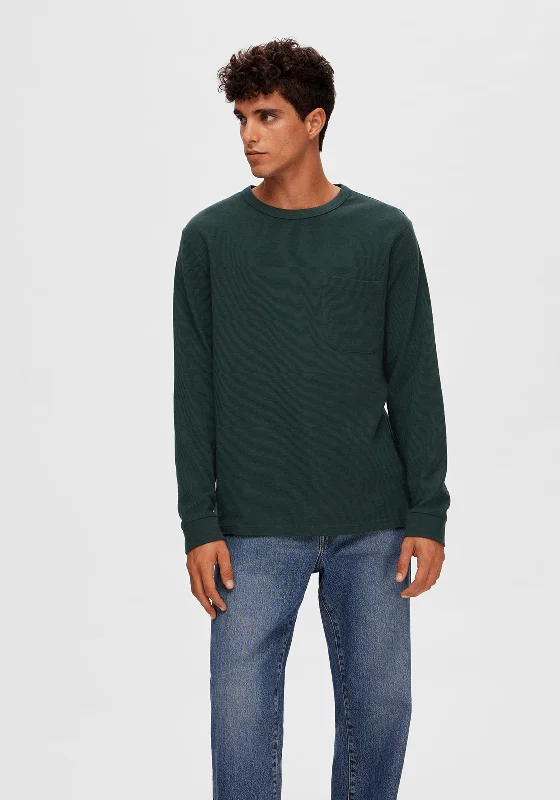 Selected Homme Colin Crew Neck Long Sleeve T-Shirt, Green GablesCrewneckidentity