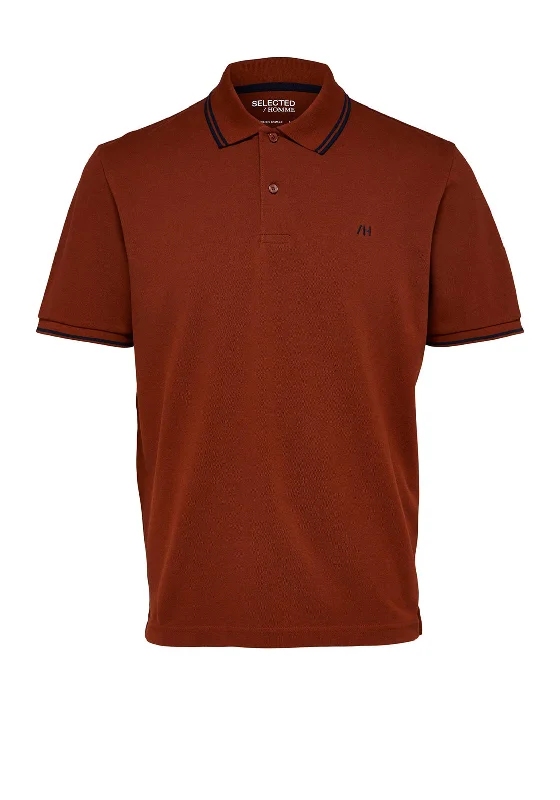 Longline polo shirtSelected Homme Dante Sport Polo Shirt, Burnt Henna