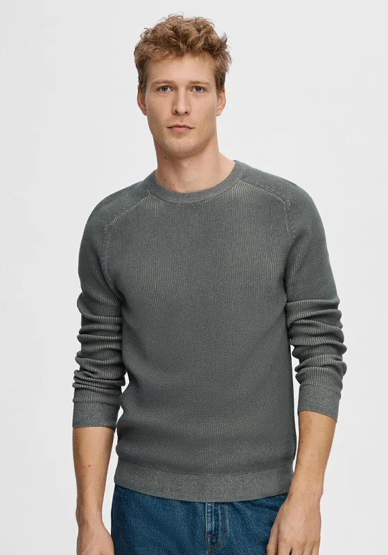 Selected Homme Own Crew Neck Knit Jumper, Stormy WeatherCrewneckstripes