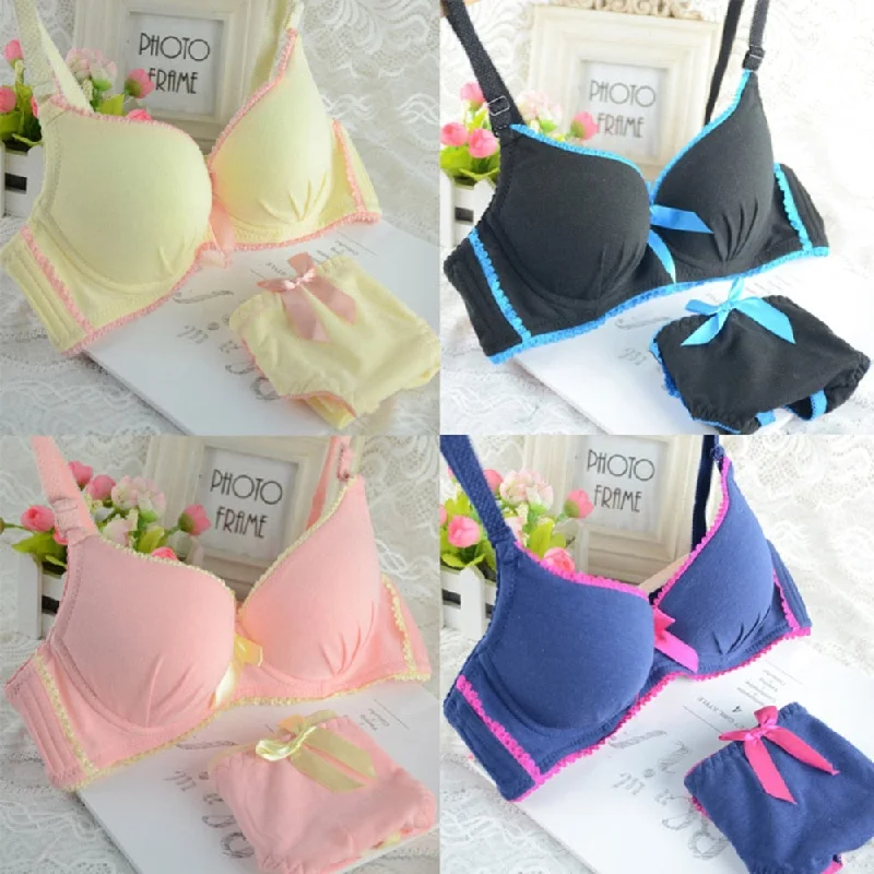 Factory Price! Women Smooth Gather Bra Sets Girls Underwear Push Up Bra Set New