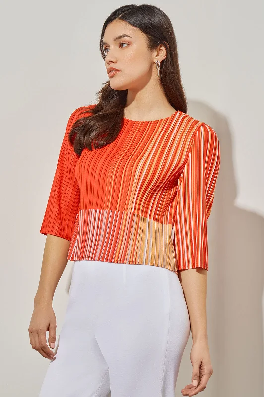 Plus Size Cropped Blouse - Fine Pleat Crepe de ChineCroptopcommunity