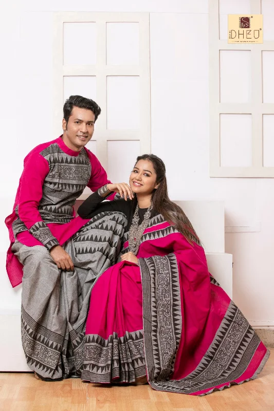 Sohini- Anirban's Couple Set-Saree-Kurta-Dhoti(Optional)