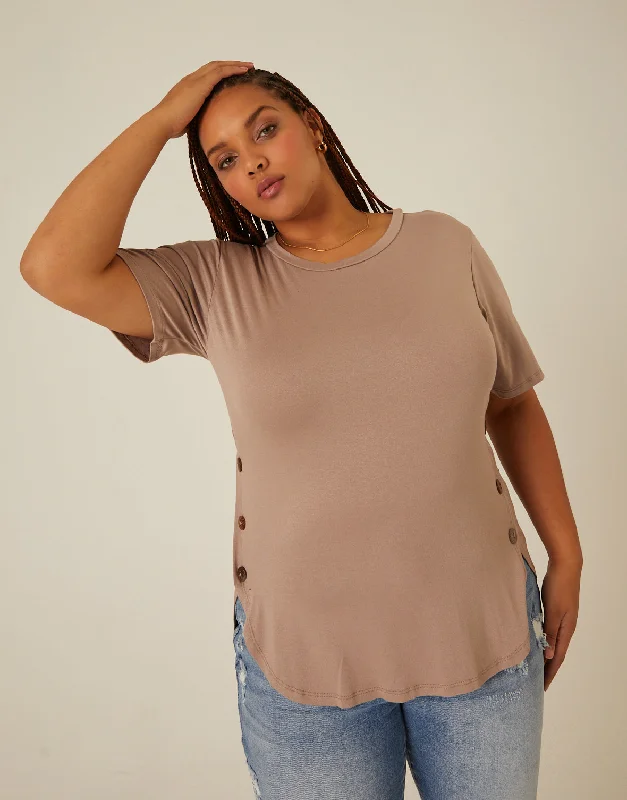 Women's wedding topsPlus Size Side Button Tee