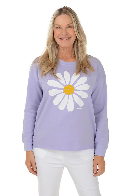 Lilac Big Daisy Drop Shoulder SweatshirtFishing Knit Tops