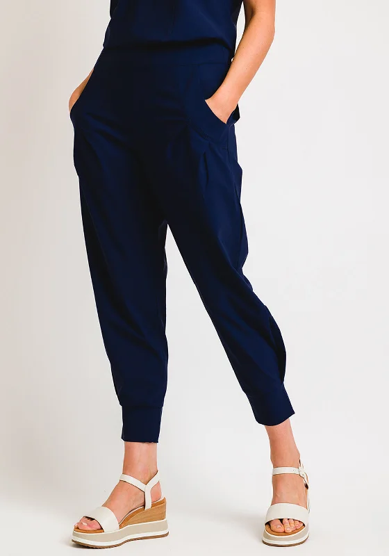 Naya Jersey Loose Fit Cropped Trousers, French NavyCroptopstyle