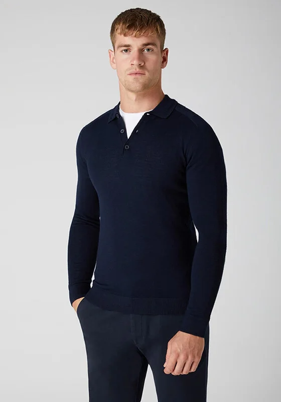 Organic polo shirtRemus Uomo Slim Fit Knitted Polo Shirt, Navy