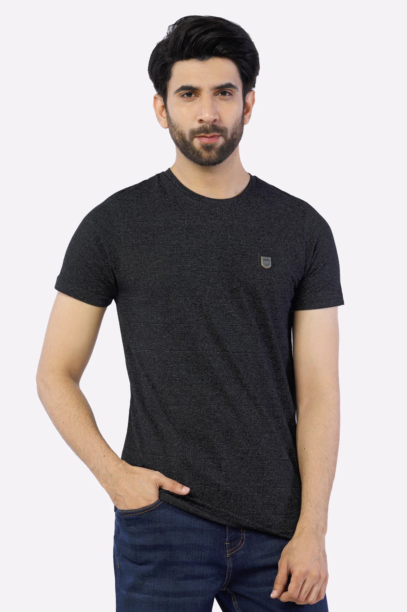 Black Basic Crew Neck T-ShirtCrewnecksilk