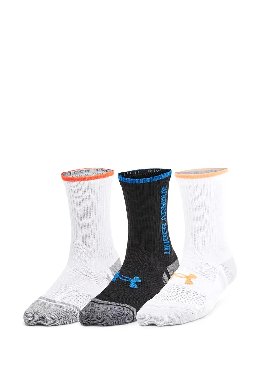 Under Armour Boys Performance Tech 3 Pack Crew Socks, MultiCrewneckcrypto