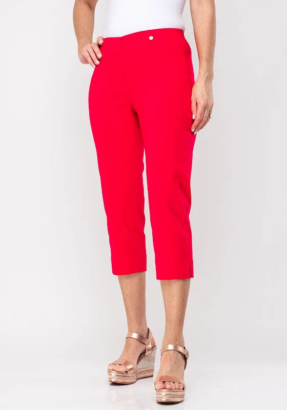 Robell Marie 07 Stretch Crop Trousers, Coral PinkCroptopfabric