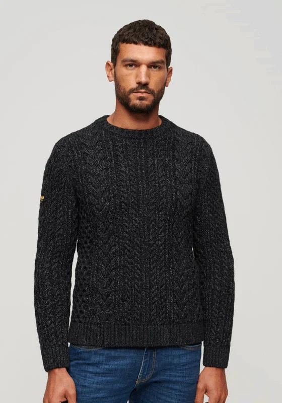 Superdry Vintage Jacob Crew Neck Jumper, Charcoal BlackCrewneckfinish