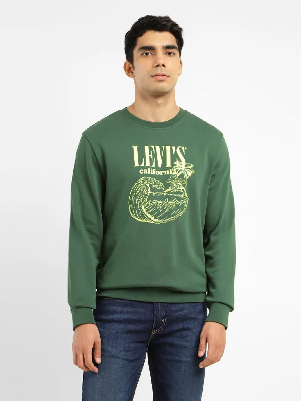 Men's Brand Logo Green Crew Neck SweatshirtCrewneckcrypto