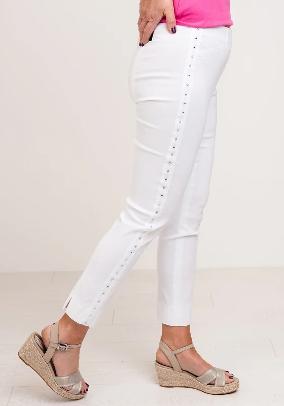 Robell Rose 09 Studded Cropped Trousers, WhiteCroptopinnovation