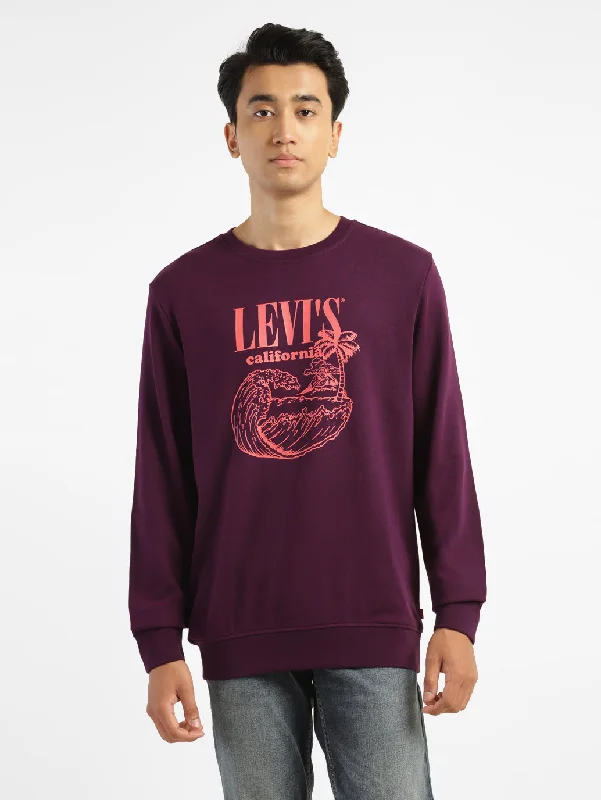 Men's Brand Logo Purple Crew Neck SweatshirtCrewneckweb