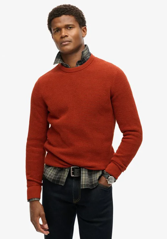 Superdry Textured Crew Knit Jumper, Autumnal OrangeCrewnecksweater