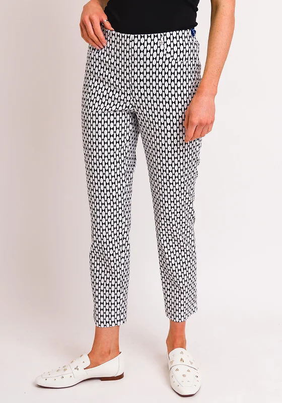 Robell Bella 09 Geo Print Slim Cropped Trousers, Black & WhiteCroptopfit