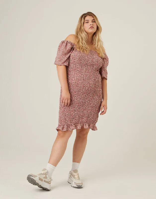 Knit TopPlus Size Smocked Chiffon Mini Dress