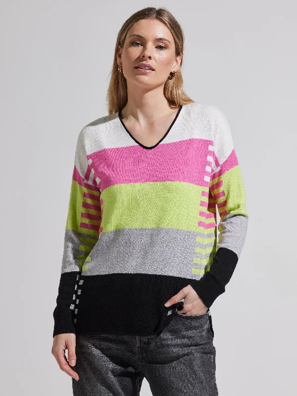 Neon Stripe SweaterHiking Knit Tops