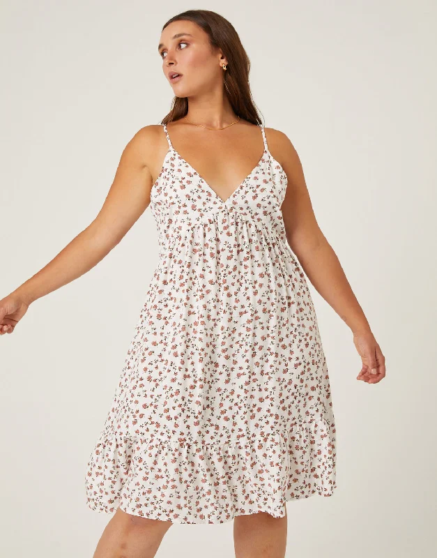 Plus size women's cotton topsPlus Size Casual Floral Sundress